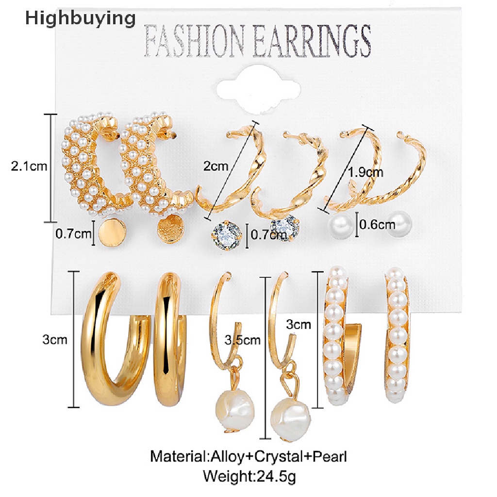 Hbid Set Anting Geometris Vintage Untuk Wanita Punk Mutiara Menjuntai Drop Earrings Perhiasan Glory