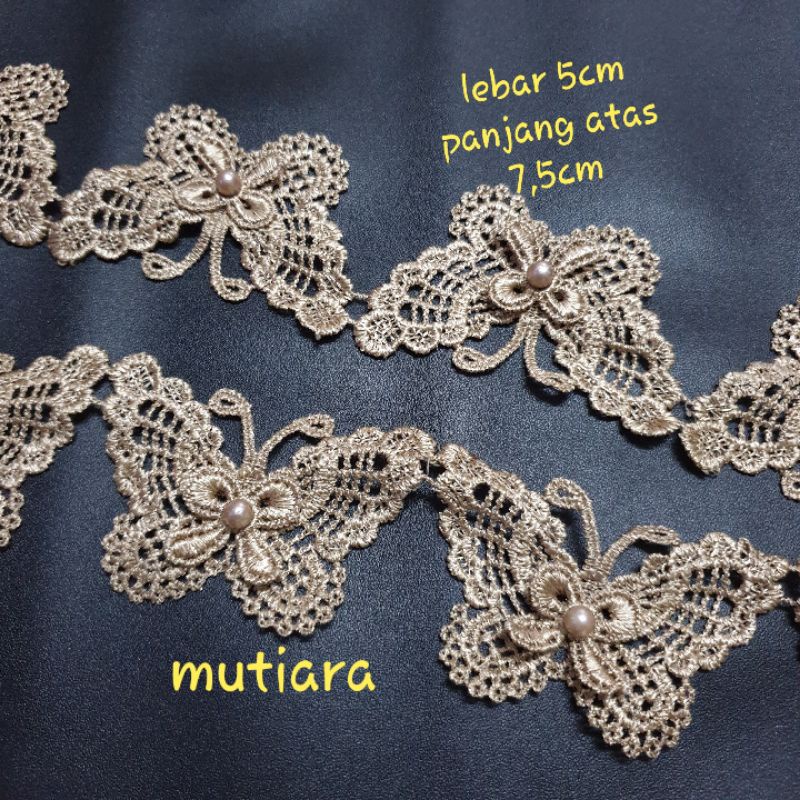 Renda Gyper Motif Kupu per 1 yard/90 cm/9 Kupu