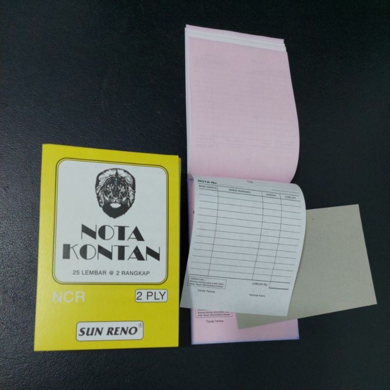 

BUKU NOTA KONTAN KECIL 2 PLY NCR/NOTA 2 RANGKAP MERK SUN RENO.MADE IN INDONESIA SIAP KIRIM