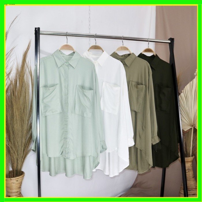 K06 KEMEJA WANITA JUMBO LD 120 POLOS LENGAN PANJANG OVERSIZE PREMIUM BAJU WANITA BUSUI FRIENDLY FULL