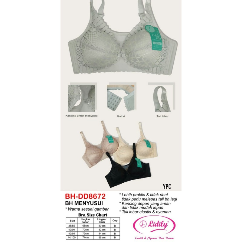 Lydyly bra menyusui cup C tanpa kawat size 38-44 big size DD8672