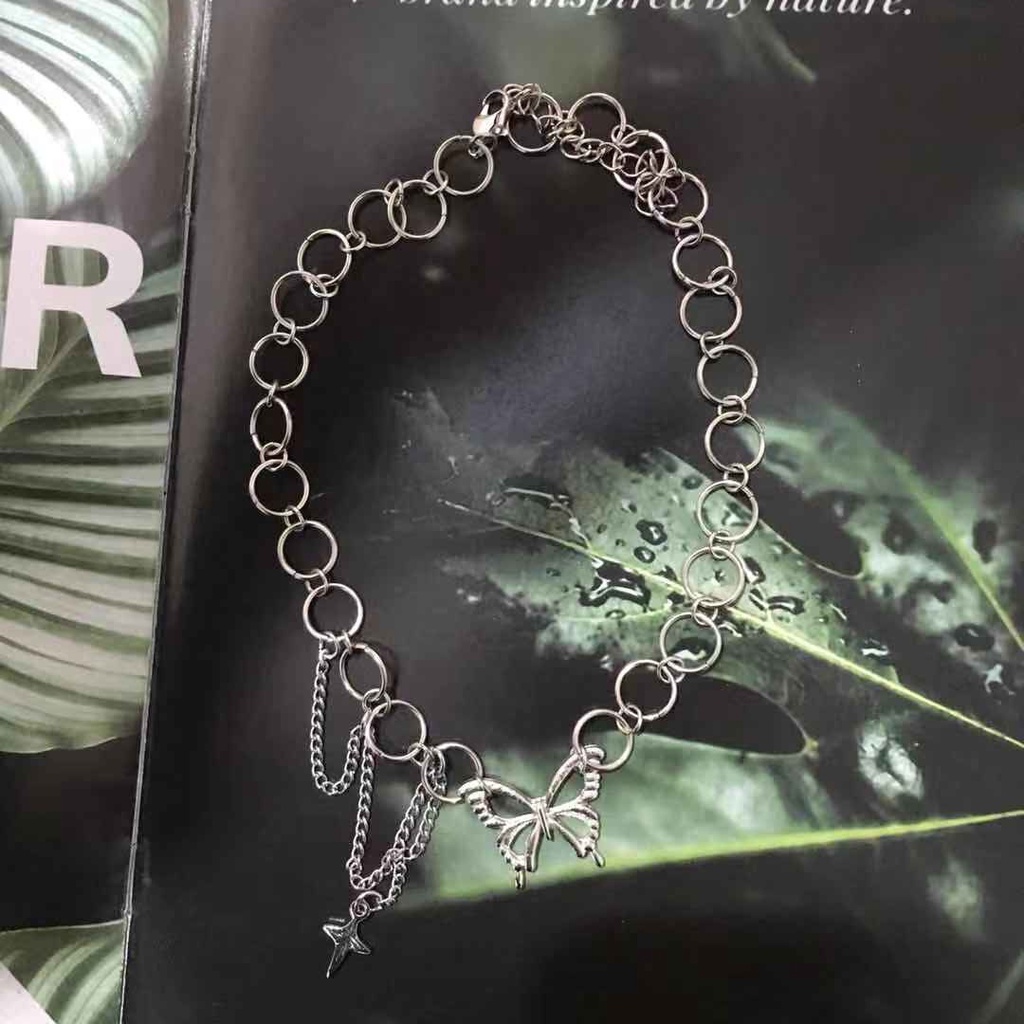 Kalung Bentuk Bintang | Butterfly Kalung Rantai Klavikula Desain Kupu-Kupu | Kalung Bentuk Lingkaran | Aksesoris Wanita | Sendok Garpu Bahan Stainless Steel | Bahan Titanium Steel