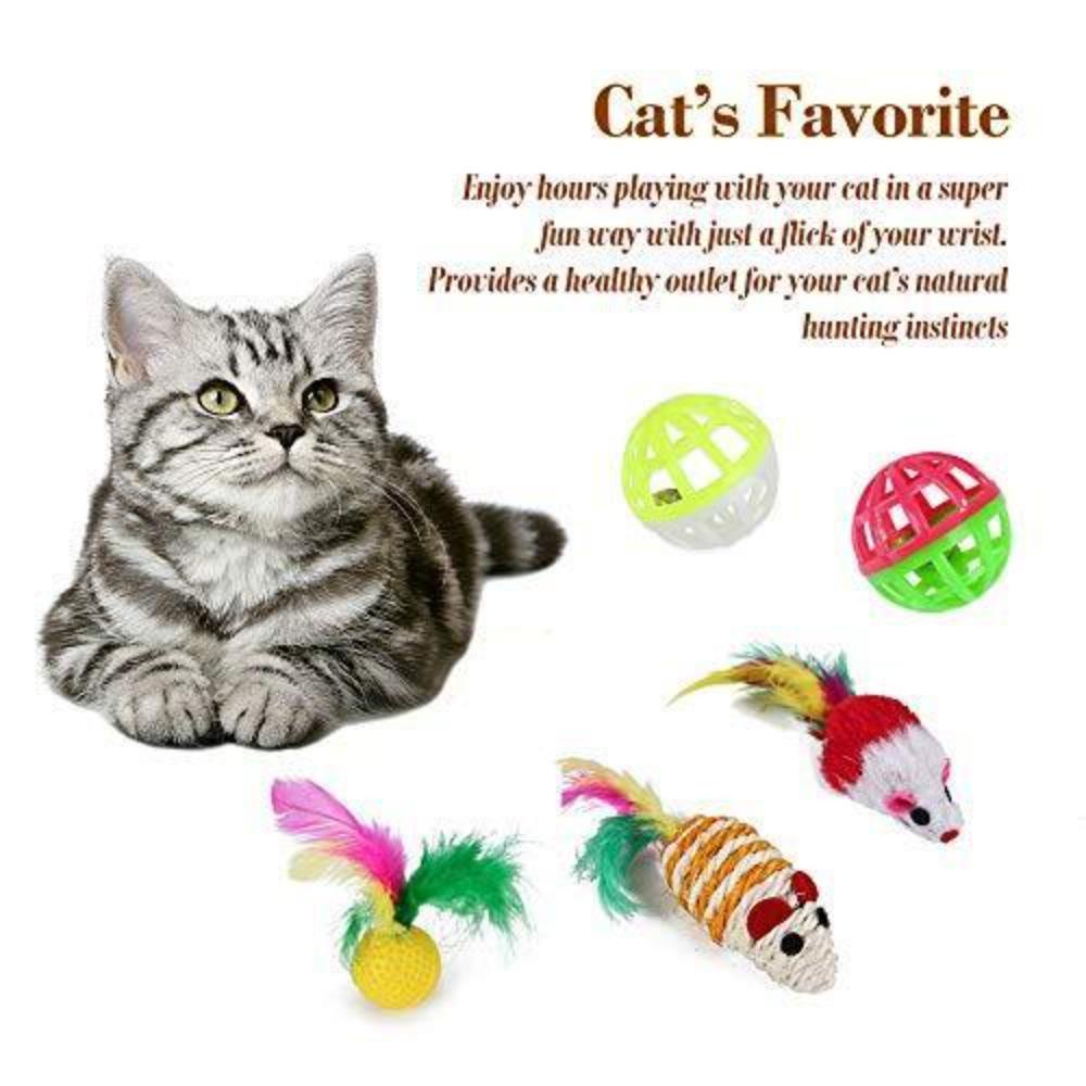 Solighter 21pcs Mainan Interaktif Kucing Indoor Terbaik Bentuk Tikus Bola Kitten Toys