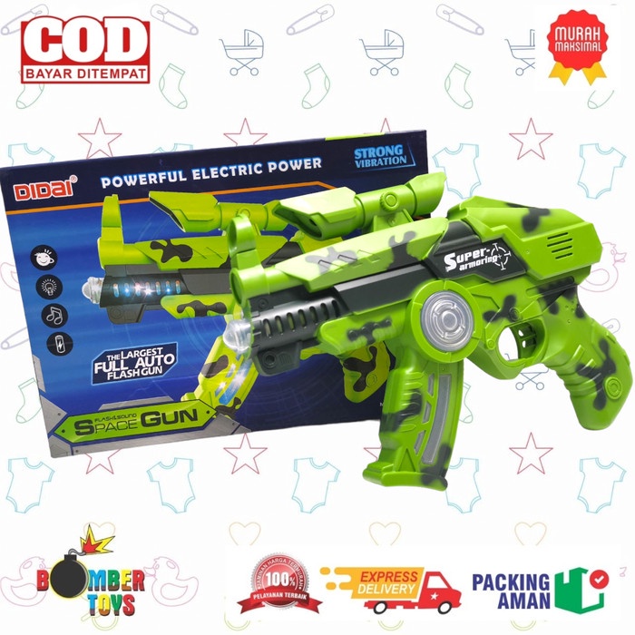 MAINAN ANAK PISTOL BATERAI SPACE GUN LIGHT LAMPU WARNA KEREN SENAPAN