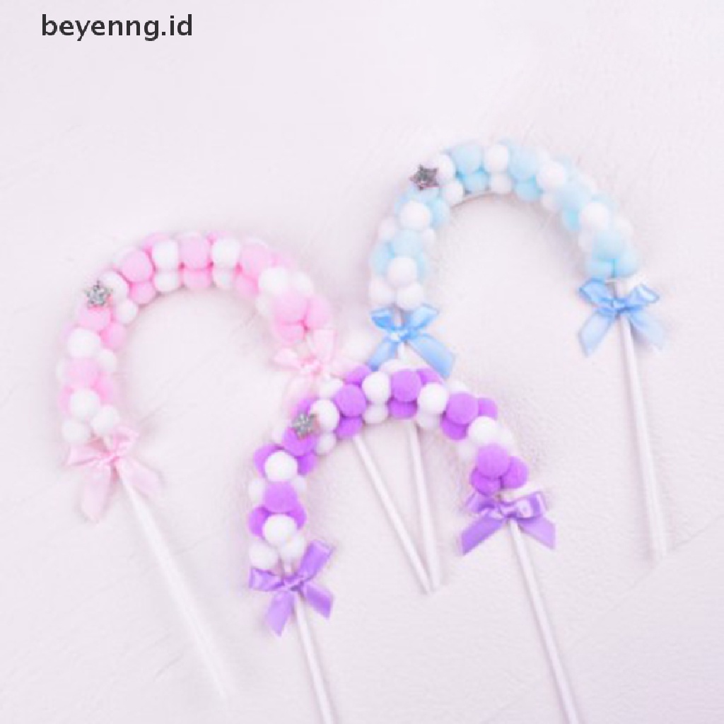 Beyen Pink Pompom Awan Topper Kue Happy Birthday Pesta Pernikahan Baby Shower Decor ID