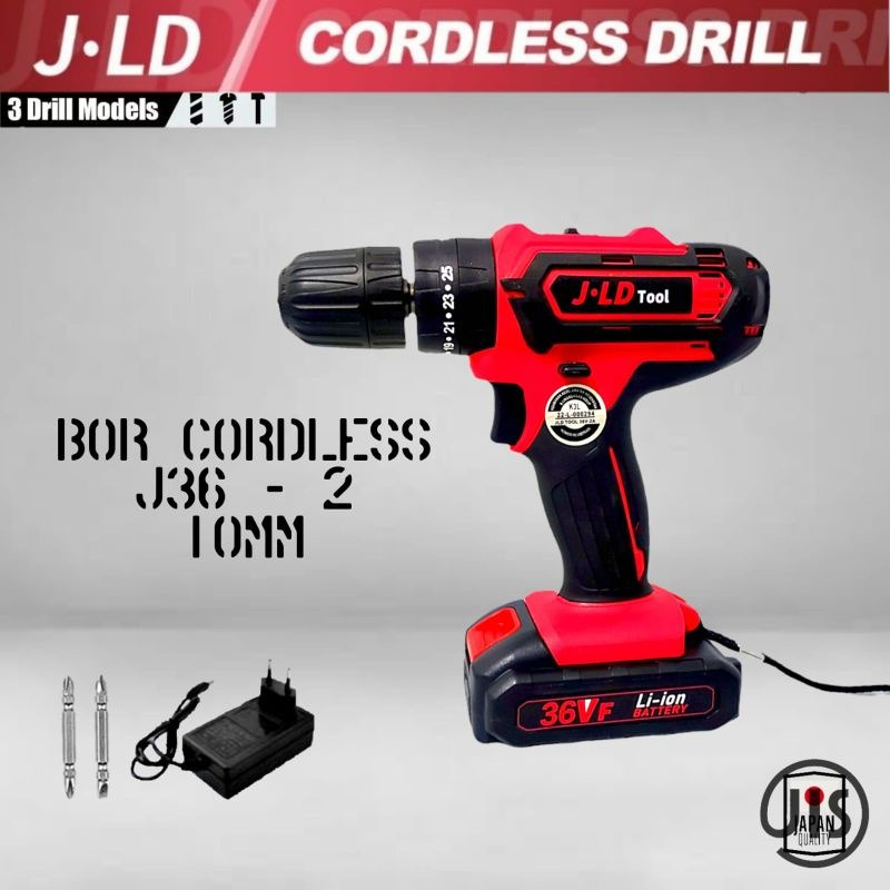 Bor Baterai 10mm JLD J36V-2 1 Baterai Bor Cordless JLD 10mm Cordless Hammer Impact Drill JLD TOOL 36