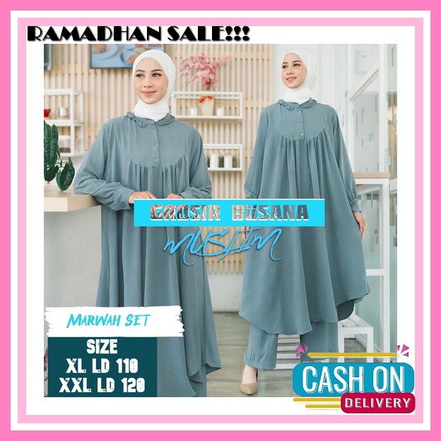 Stelan Rok Bordir Terbaru Marina One Set Rok Pakaian Muslim Wanita Terbaru 2023 Baju Gamis Lebaran T