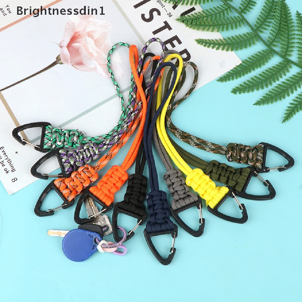 [Brightnessdin1] Paracord Gantungan Kunci Braided Lanyard Triangle Buckle Hook Parachute Cord Carabiner Butik