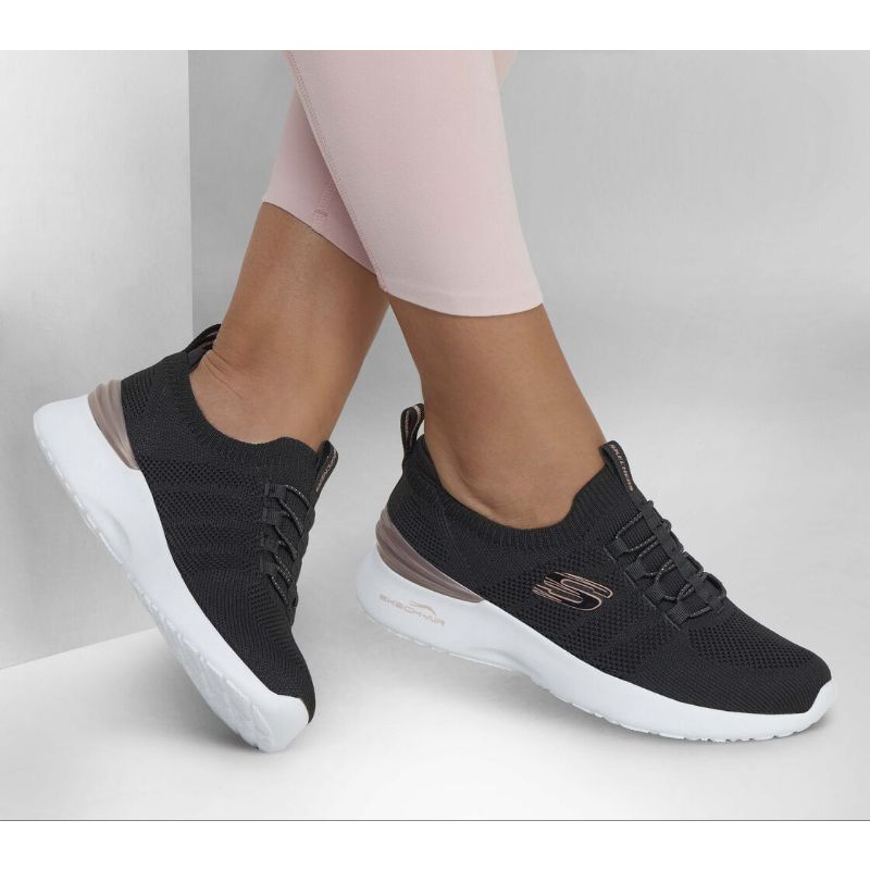 Skechers Skech-Air Dynamight Perfect Step Women's Sneakers Shoes - Black/Rose Gold Original