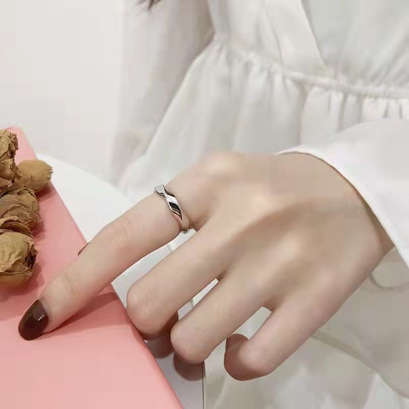 Roselife Unisex Trendi Perak Mobius Terbuka Cincin Untuk Wanita Pria Minimalis Memutar Cincin Adjustable Laki-Laki Jari Perhiasan Hadiah