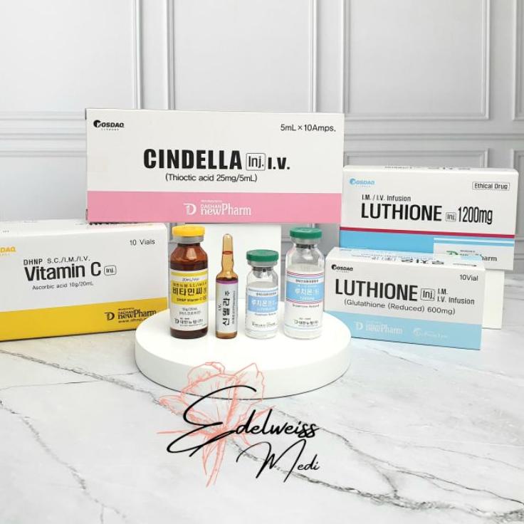 Lihat DisiniFf4F9 CINDELLA 1200mg 600mg Drip Infus Whitening | ECER 1 Set | Pemutih Badan Korea Orig