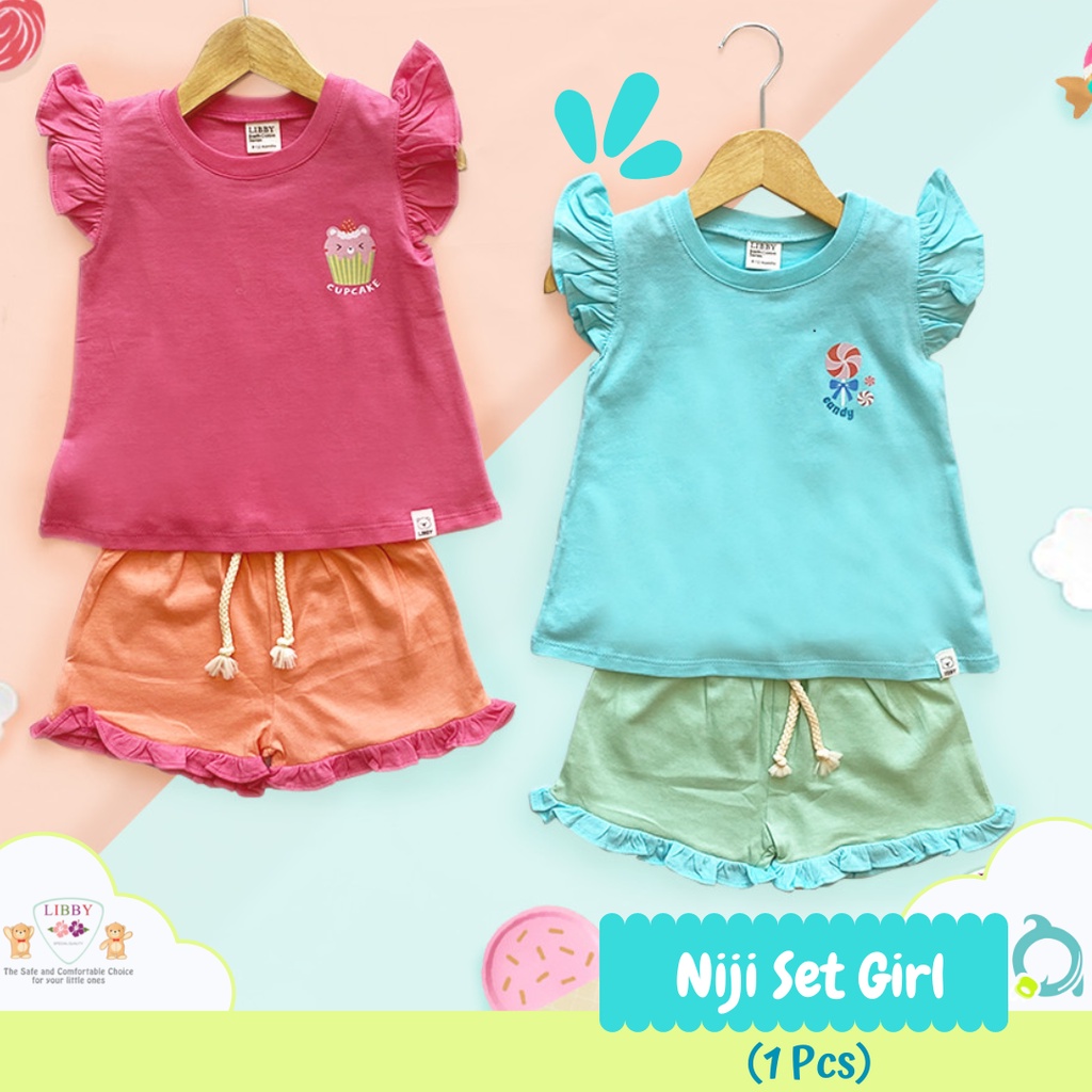 LIBBY Earth Stelan Anak Niji Set Oblong Pendek Celana Pendek Series GIRL (1 STEL)