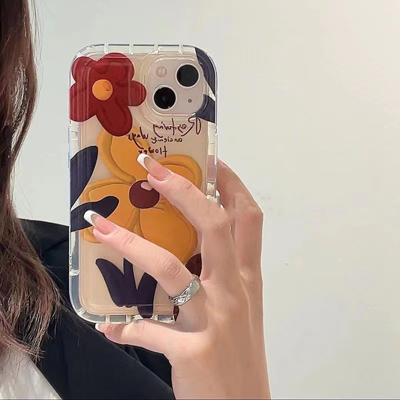 IPHONE Ins Retro Huruf Inggris Cocok Untuk Iphone14 14pro 14plus 13 13mini 13pro 13prm iPhone12 7Plus 8Plus Xr XS 13 12mini Pro Max TPU Empat Sudut Casing Ponsel Tahan Guncangan