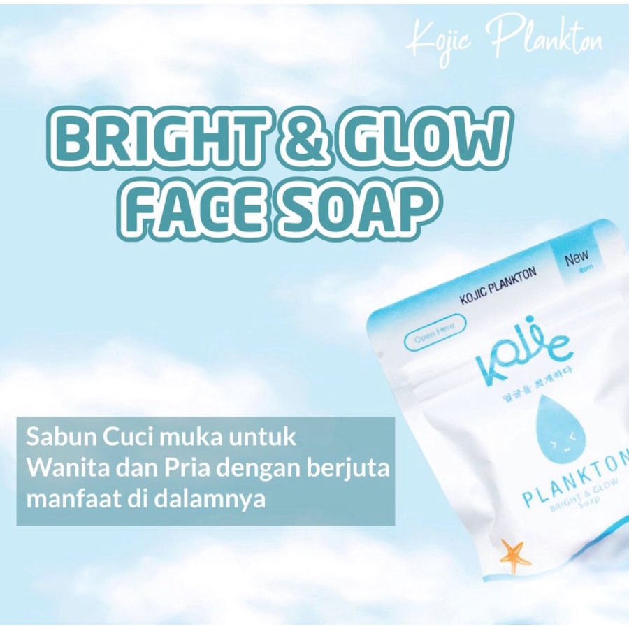 [BPOM] KOJIC PLANKTON - Bright &amp; Glow Face Soap Sabun Mencerahkan, Menghilangkan &amp; Mencegah Jerawat Wajah