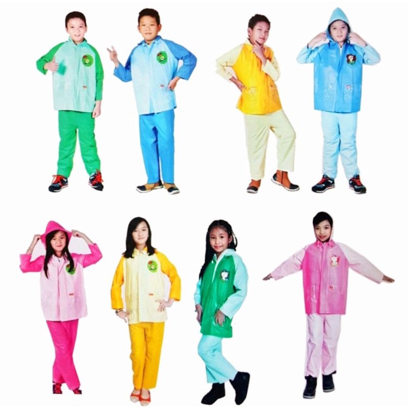 Jas Hujan Anak Jaket Celana Elmondo 302 Nouvo Warna Warni Unisex cowok dan Cewek / Jas Hujan buat anak