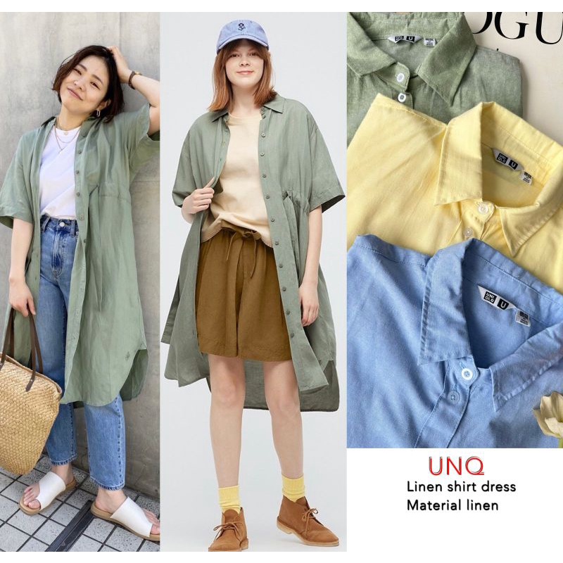 Unq cotton linen shirt dress