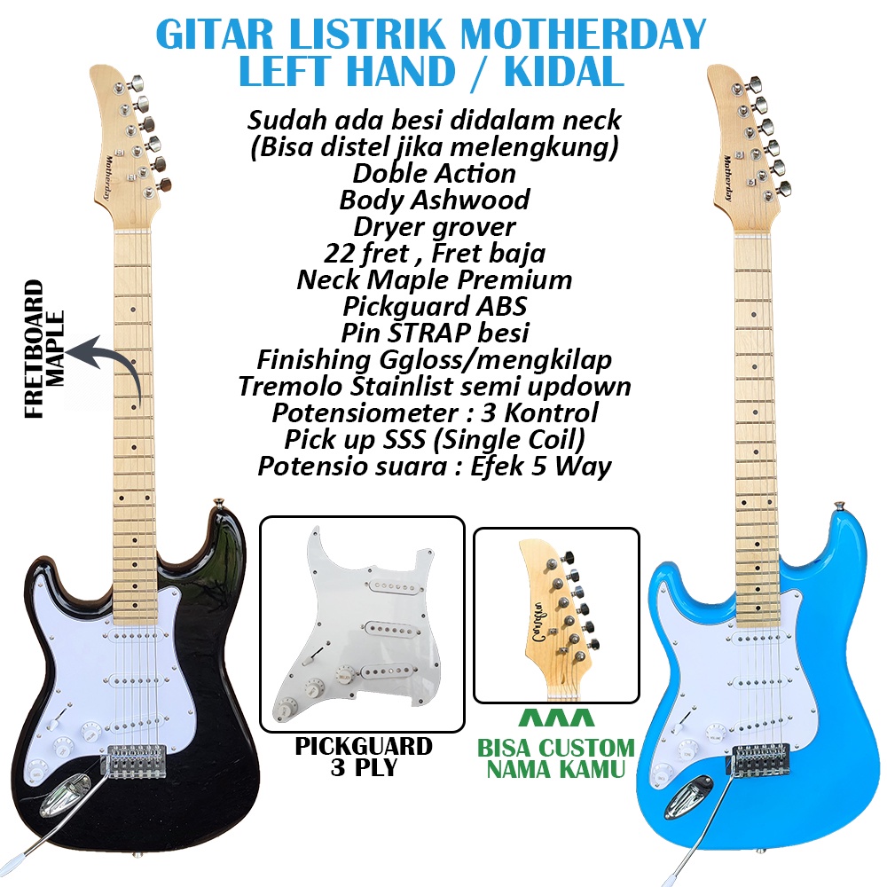 Gitar Kidal Left Hand Merk Motherday Terbaru