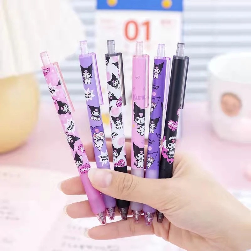 [Harga Grosir] [Warna Random] 0.5mm Kreatif Lucu Kulomi Press Type Neutral Pen Lovely Halus Hitam Pena Netral Siswa Kartun Tulis Alat Tulis Gel Pena