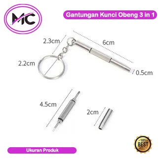 Obeng Gantungan Kunci 3 in 1 Obeng Emergensi Mini Untuk Kacamata HP Jam Tangan Emergency Screwdriver Keychain Obeng Plus Minus Kecil