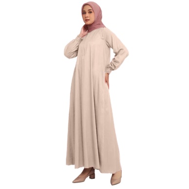 Elzatta Gamis Manset Frills Rayon - Hitam