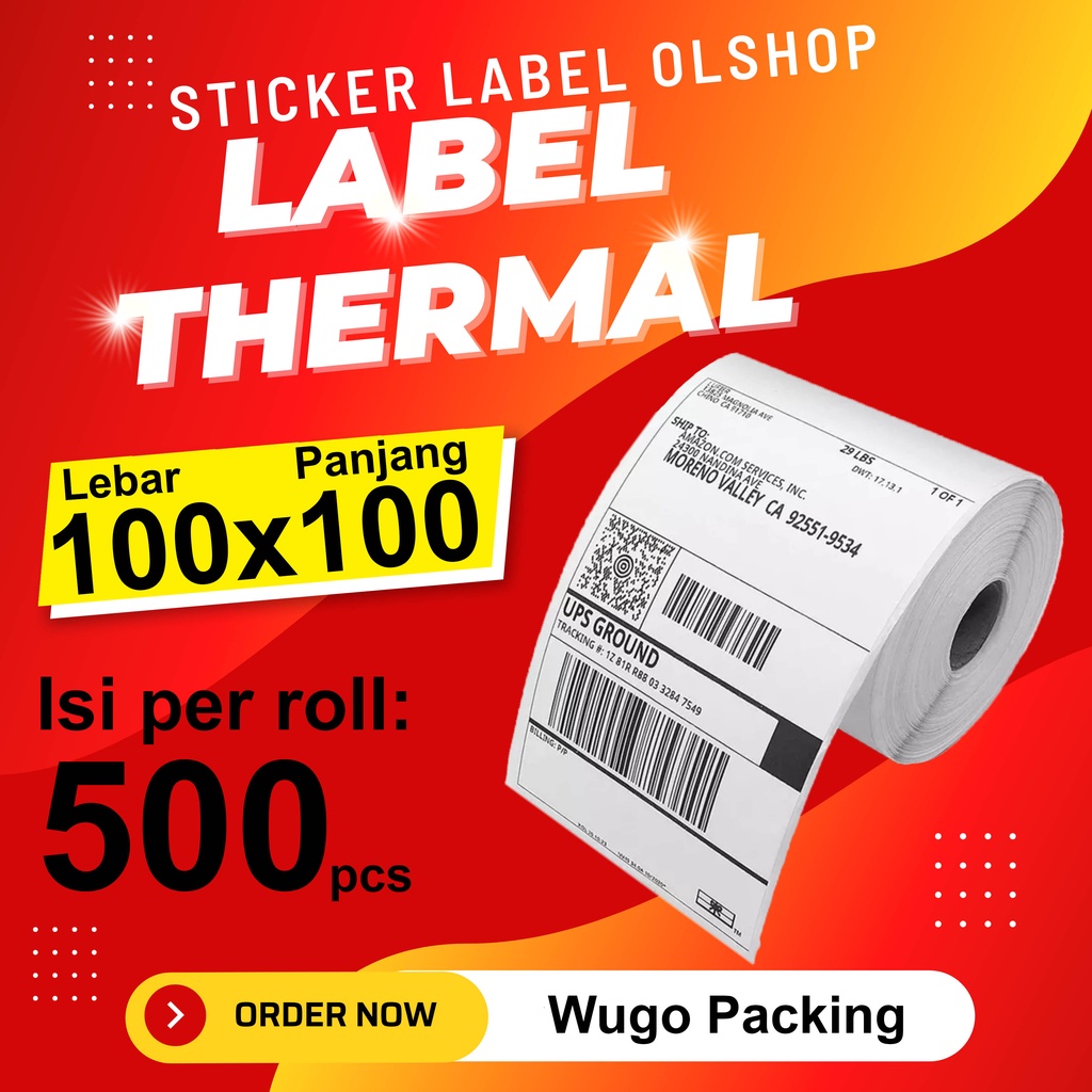 

LABEL BARCODE 100 X 100 mm Isi 500 pcs KERTAS STICKER DIRECT THERMAL