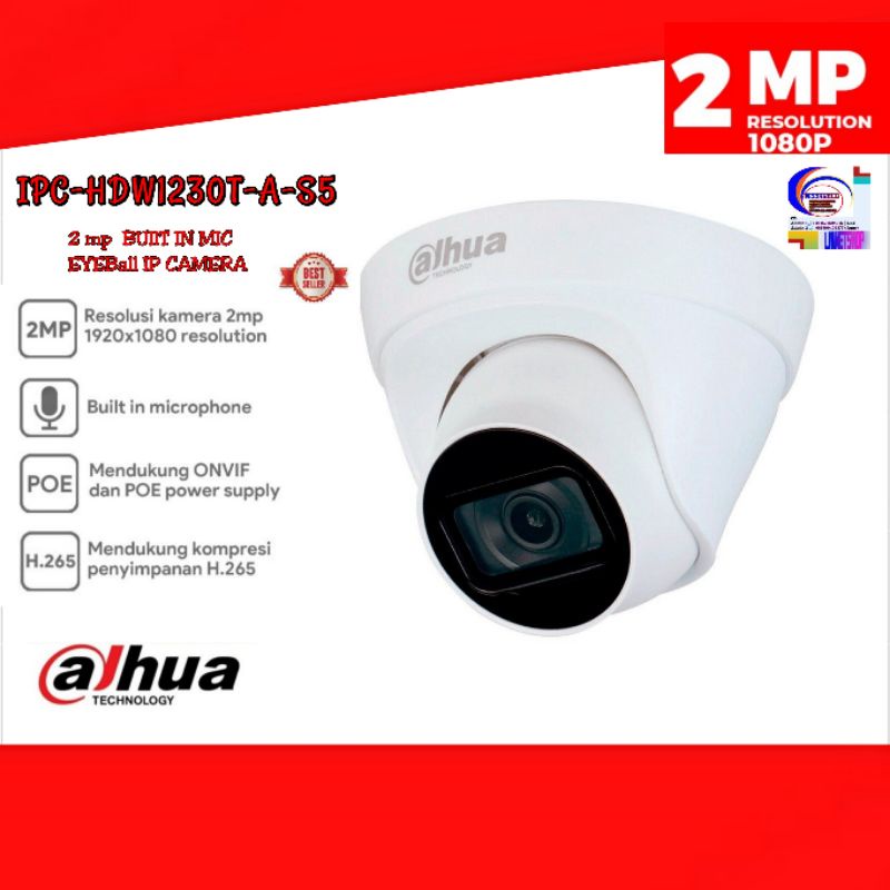 IP Camera CCTV Indoor DAHUA 2MP COOPER IPC-HDW1230T1-S5