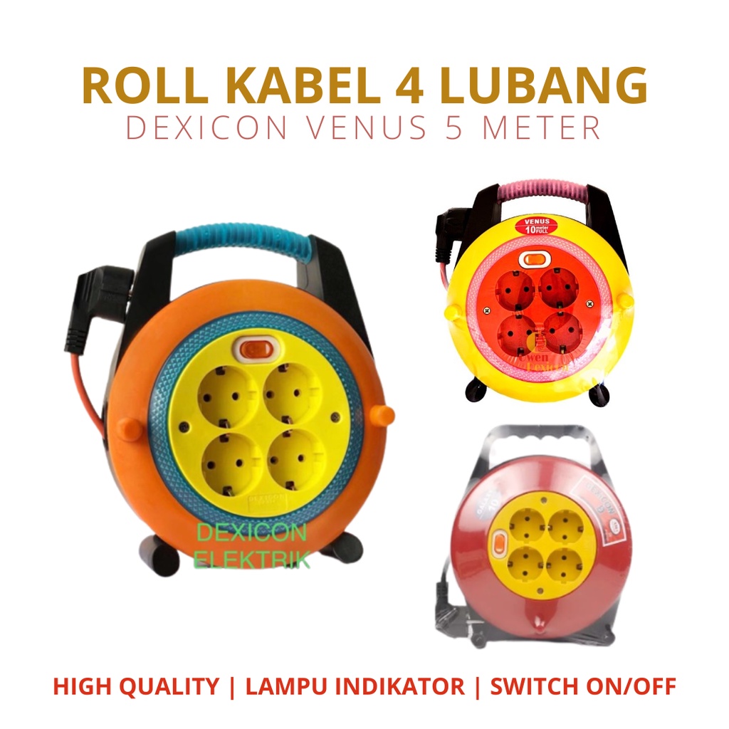 KABEL ROLL 4 LUBANG 5 METER DEXICON VENUS BOX KABEL ROLL KABEL 5 METER