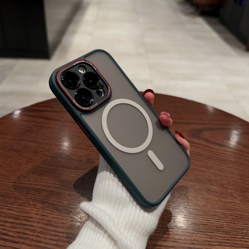 Casing Magnetik Mewah Untuk iPhone14 12 13 Pro Max14 plus Kamera promax matte Melindungi Untuk Pengisian Nirkabel Silikon shockproof full cover bumper