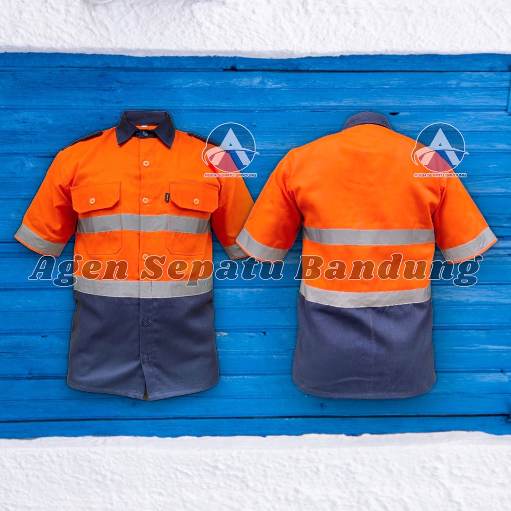 BAJU KERJA ATASAN WEARPACK SAFETY KOMBINASI KATELPAK 2 WARNA WERPAK ATASAN PENDEK