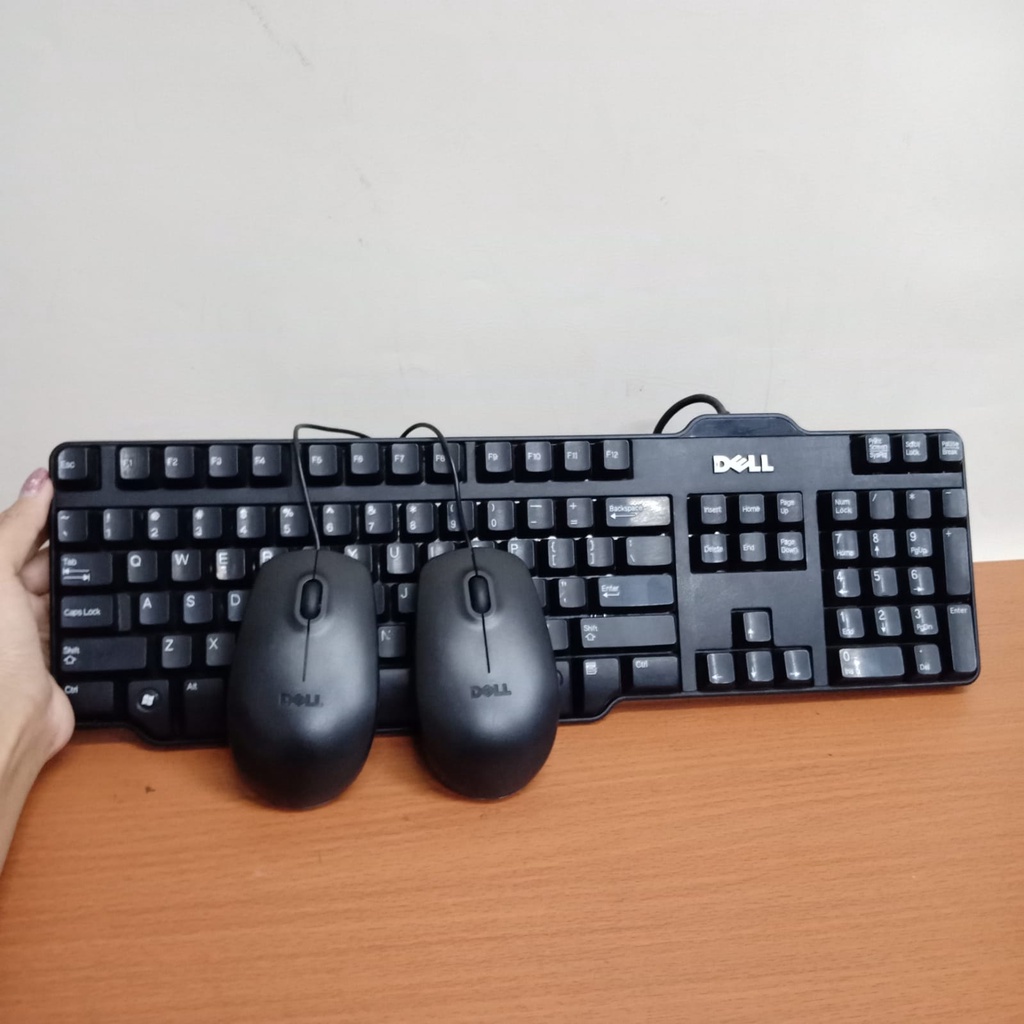 keyboard /mouse / paket keyboard+mouse dell -hitam putih - keyboard mouse asli original like new