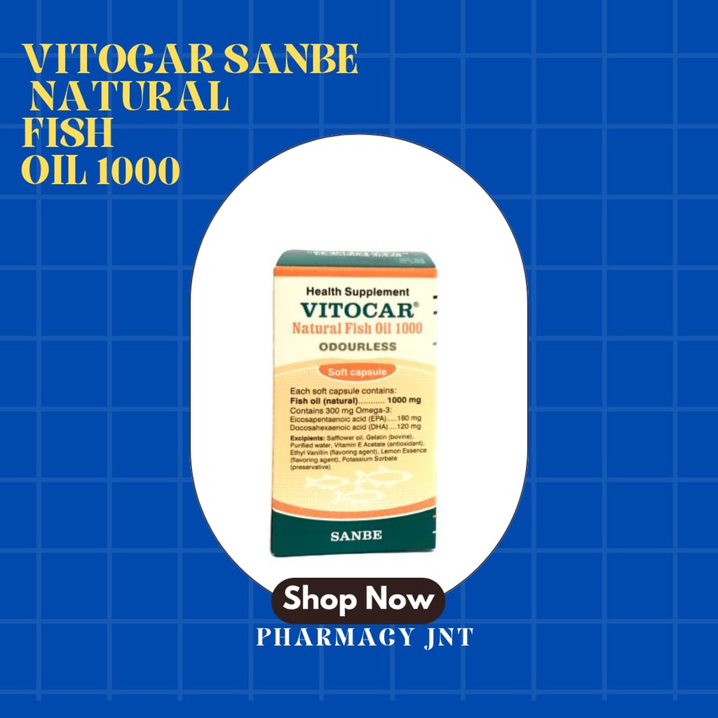 VITOCAR SANBE NATURAL FISH OIL 1000 MG ISI 30 / MINYAK IKAN HALAL TANPA BAU