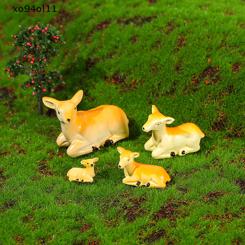 Xo Patung Rusa Mini Model Hewan Pemandangan Mikro Dekorasi Rumah Miniatur OL