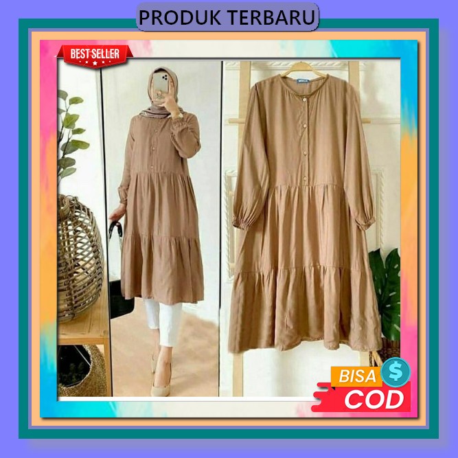 Fiersa Long Tunik Terbaru 2022 Dres Wanita Dewasa Kekinian Oufit Wanita Style Wanita Korea Baju Musl
