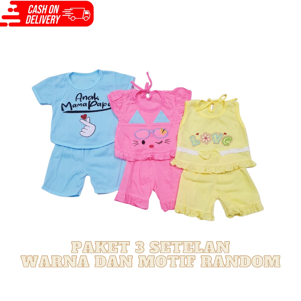 Paket 3 Setelan Anak Bayi Perempuan Baju Baby Gracia