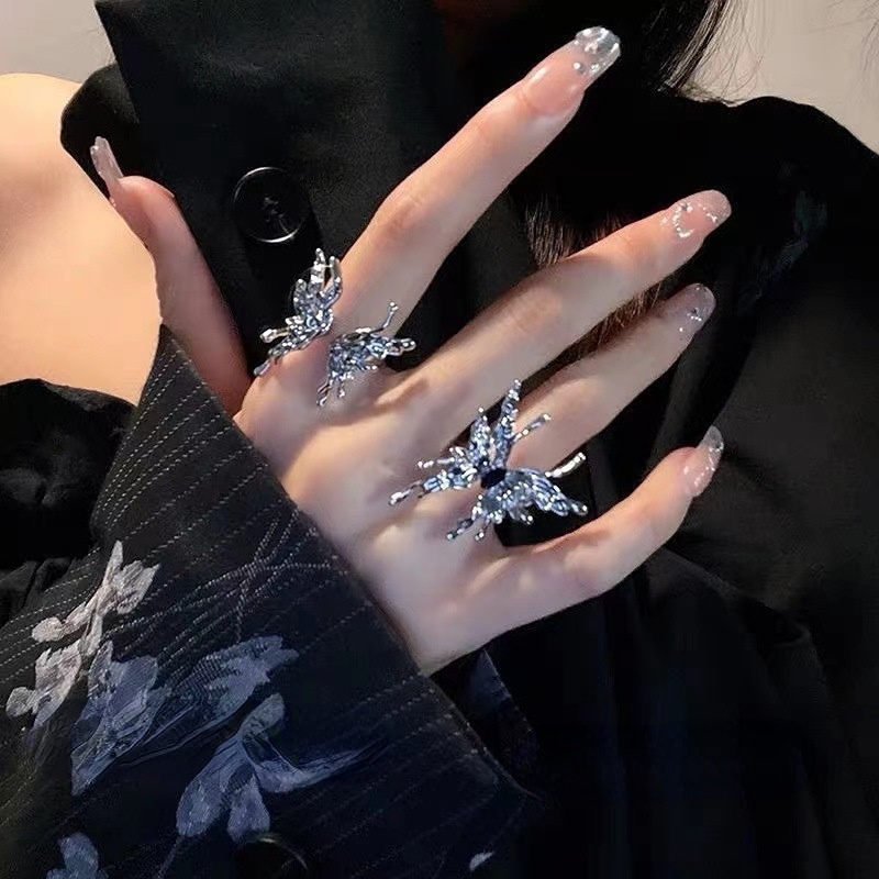 Cincin Pembukaan Kupu-Kupu Chic Karakter Berlebihan Artistik Adjustable Rings Jewelry Untuk Wanita Perempuanpesta