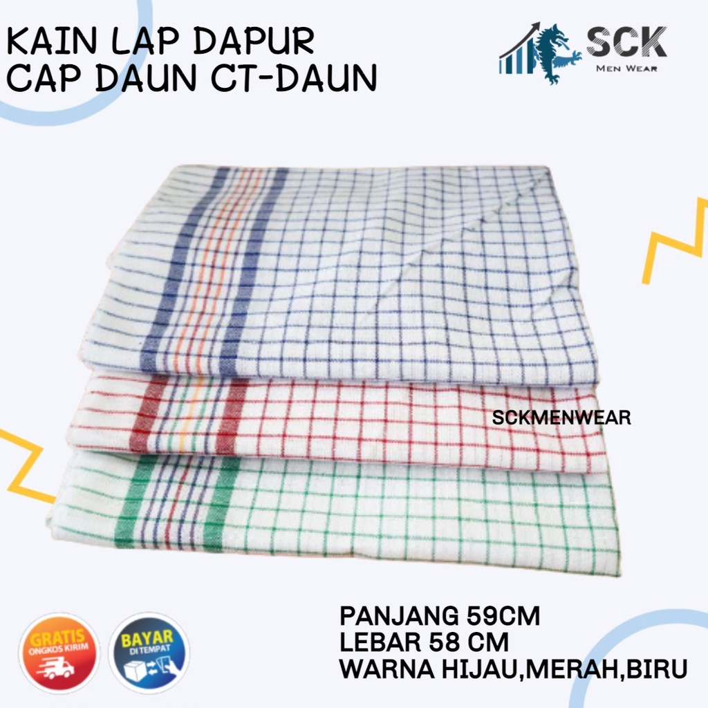 [ISI 3] Serbet CAP DAUN CT-DAUN / LAP DAPUR MOTIF KOTAK KAIN KATUN - sckmenwear GROSIR