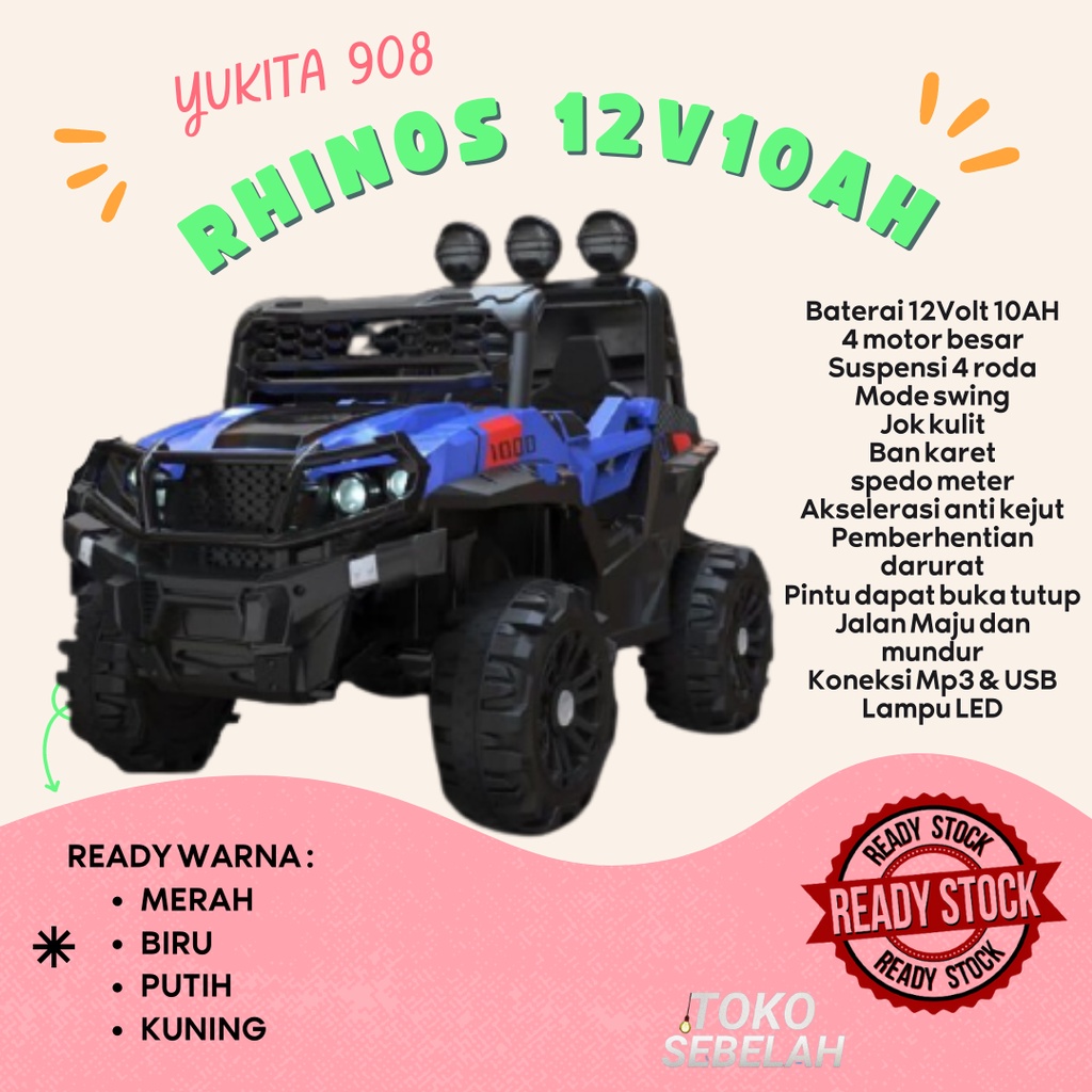 Mainan Mobil Aki Anak RHINOS Yukita 908 (NON PAINT) Maenan Mobilan