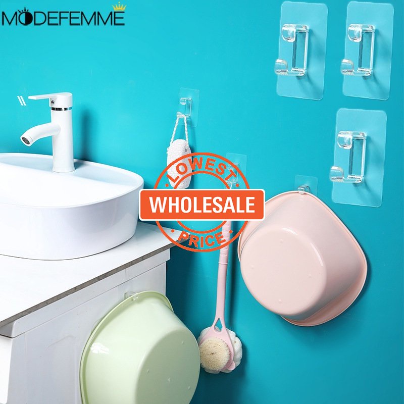 [Wholesale Prices] Bathroom Strong Hooks Household Transparent Sticky Hooks Self-adhesive Washbasin Hangers Kitchen Chopping Board Storage Hooks Multi-purpose Towel Shelf