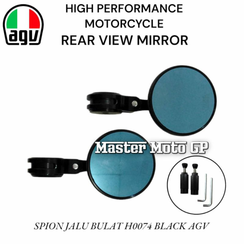 Spion jalu puig bulat AGV Original full cnc spion bar end H0074 bulat black AGV scoopy fazzio fazio fino vespa mio vario adv nmax pcx Piagio hiorno grand filano hybrid keeway shiny Genio Benelli