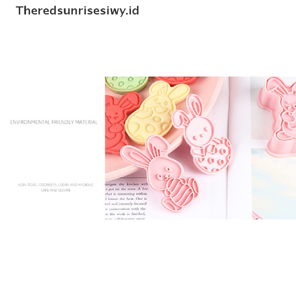 # Baju Lebaran # 6pcs Cetakan Biskuit Kelinci Paskah Plastik Bunny Egg Cookie Cutter Stamp Embosser~