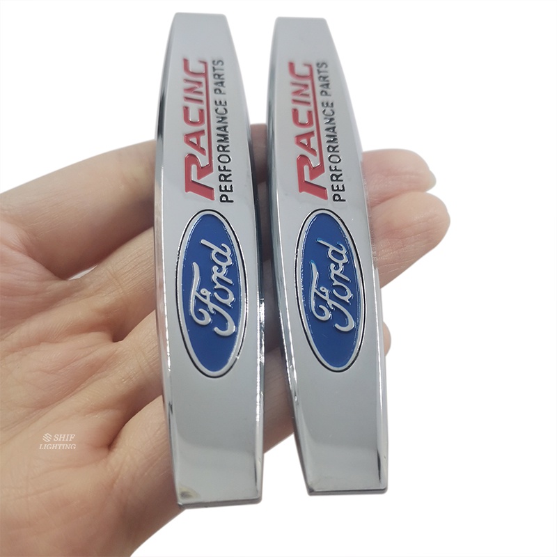 2x Metal FORD RACING Serigala Logo Mobil Auto Side Fender Belakang Dekoratif Emblem Badge Decal Stiker Untuk FORD