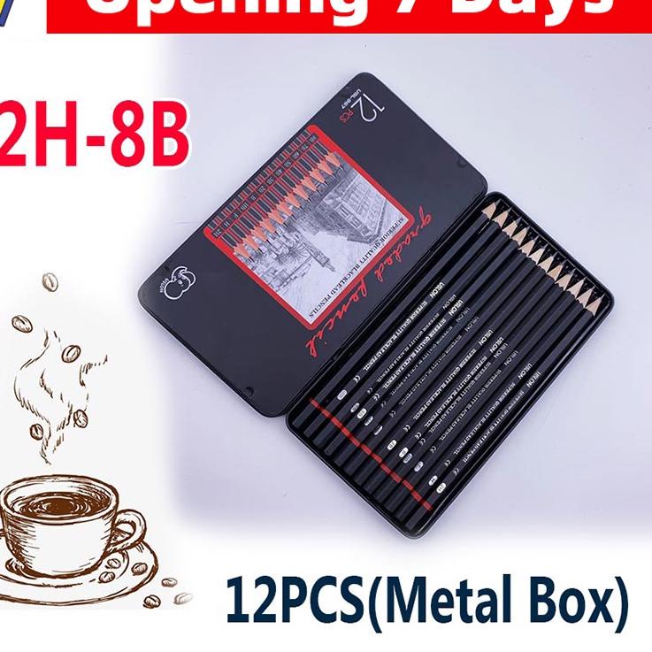 

Promo Istimewa 12 pcs Pensil gambar sketsa set lengkap 2H H F B HB 2B 3B 4B 5B 6B 7B 8B Charcoal Pencils Set