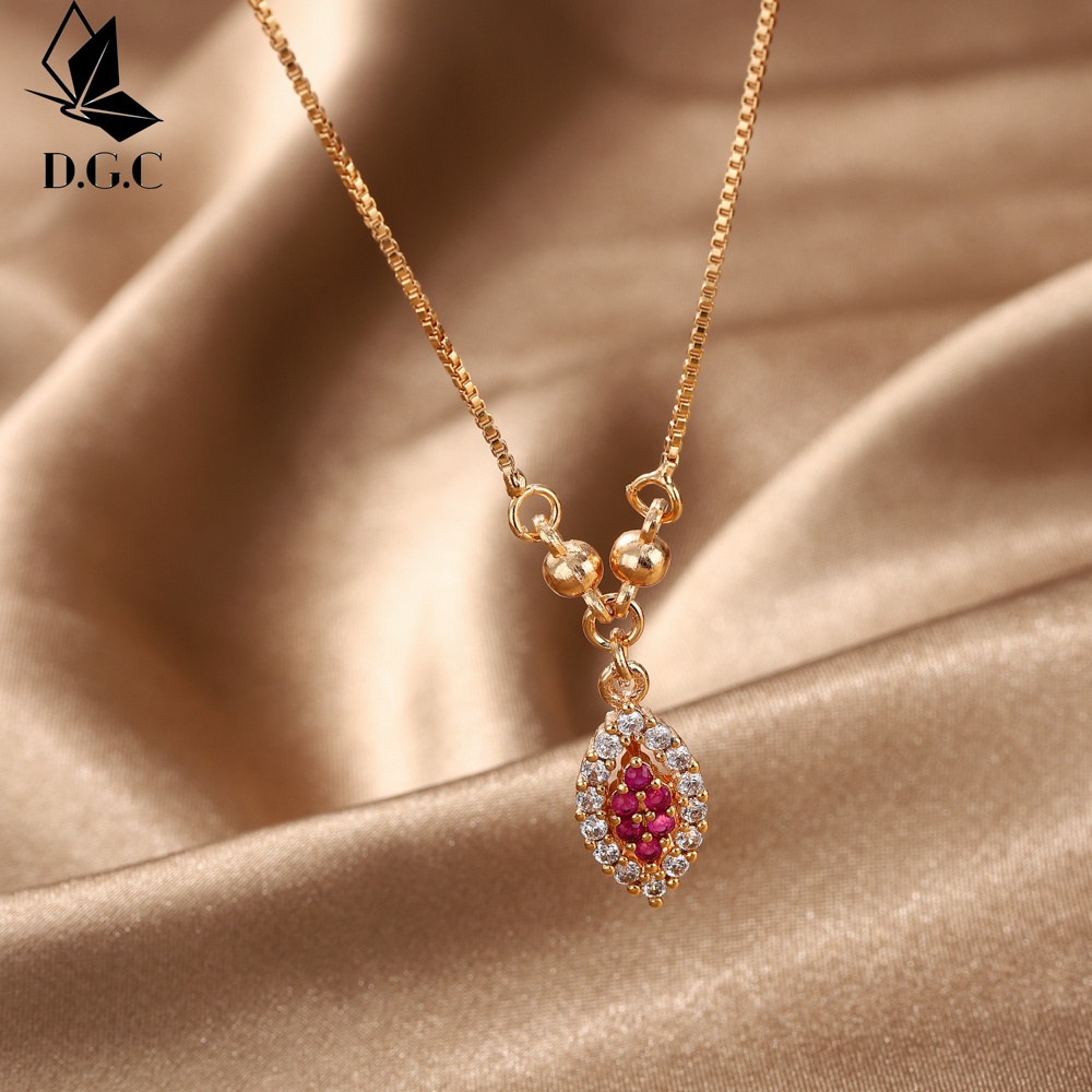 ✨✅COD Kalung Titanium Rose Gold Rubi Liontin Aksesoris Kalung Fashion Wanita Jewelry D079