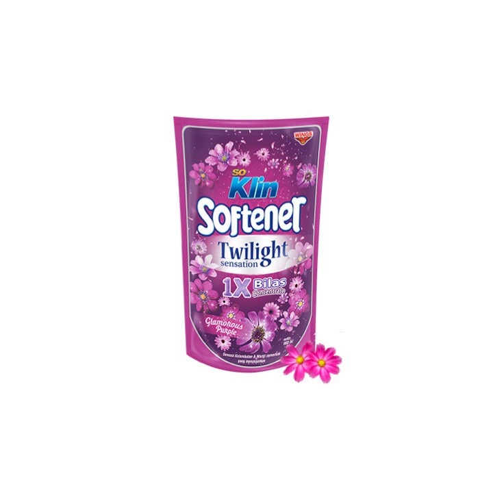 Soklin Softener Twilight Pelembut Pakaian Glamorous Purple Pouch 650 ml x2