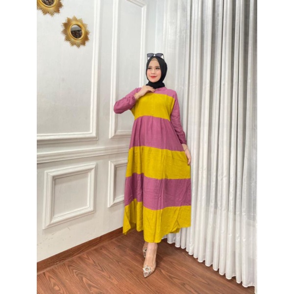 DRESS BRANDED LONGDRESS RUFFLE GAMIS WANITA