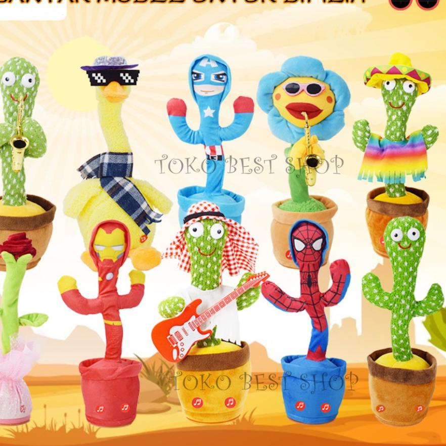 ♢ [TOKO BEST SHOP]Mainan Kaktus Goyang Gerak Joget Joged Menari Bentuk Boneka Pintar Bisa Ngomong Bi