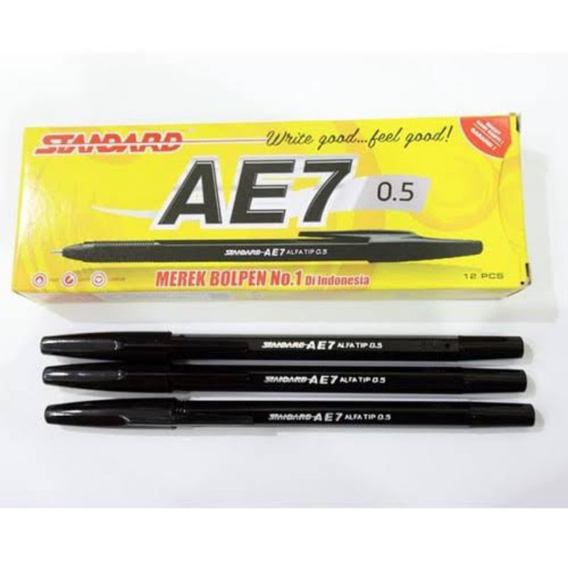 

1 PCS bolpen standard hitam AE7 bolpoin pen pena