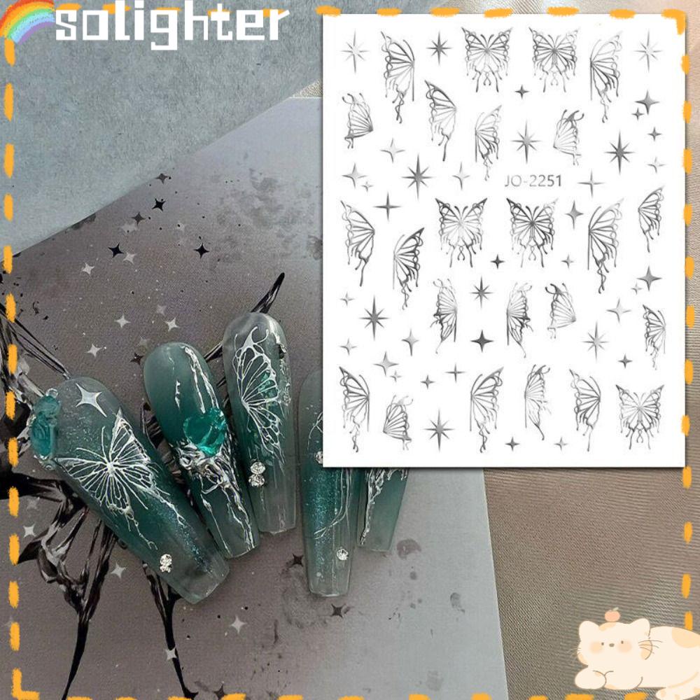 Solighter Stiker Kuku Baru Nail Decals Nail Art Hologram