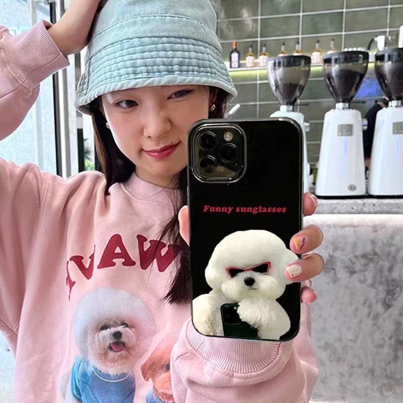 IPHONE Ins Pola Puppy Cocok Untuk Iphone14 14pro 14plus 13 13mini 13pro 13prm iPhone12 7Plus 8Plus Xr XS 13 12mini Pro Max TPU Empat Sudut Casing Ponsel Tahan Guncangan
