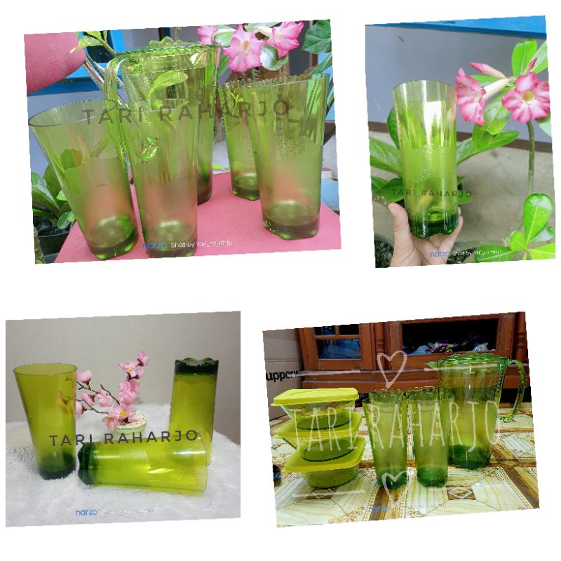 sherly glass hijau 500 ml tupperware gelas kristal 475 ml